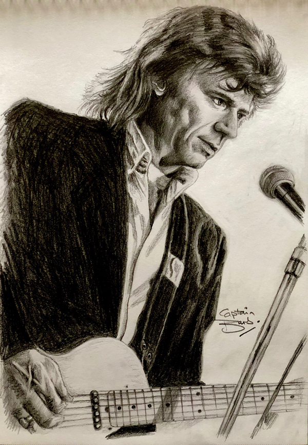 Dave Edmunds from a photo from 1987 pencil drawing