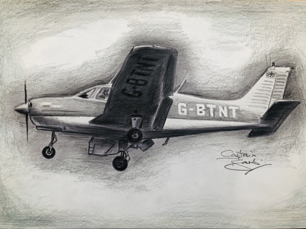 G-BTNT airborne pencil art