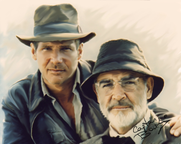 Indiana Jones and his screen father Henry Jones (Sean Connery) in the Last Crusade artwork