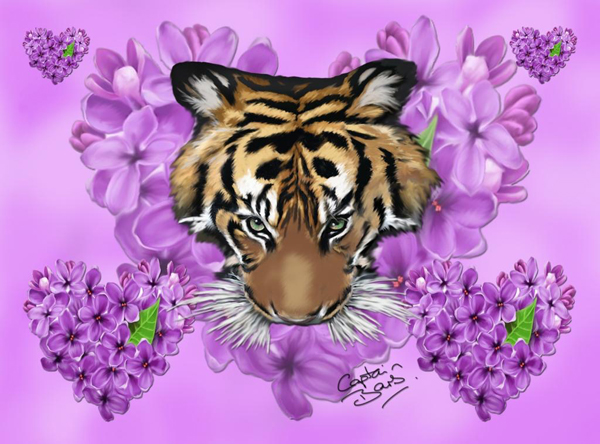 lilac tiger painting