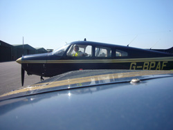 great view from t=he wing of G-BPAF into the cockpit